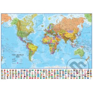 Svet, politická mapa, 68 x 53cm, s vlajkami, 1:60 mil - TATRAPLAN