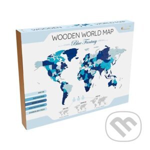Svetová mapa Blue Fantasy (veľkosť S) - ECO WOOD ART