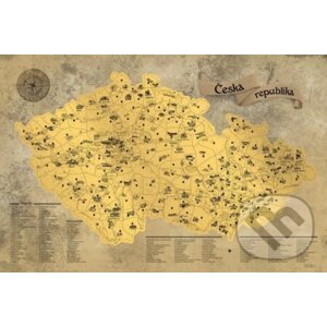 Stírací mapa Česka Deluxe XXL - zlatá - Giftio