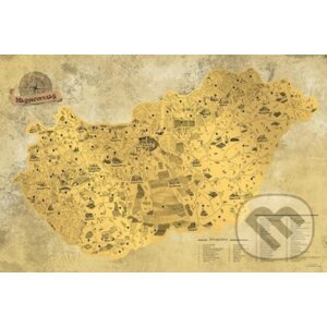 Stírací mapa Maďarska Deluxe - zlatá - Giftio