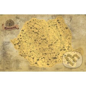 Stírací mapa Rumunska Deluxe - zlatá - Giftio