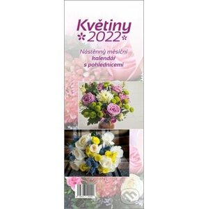 Nástěnný měsíční kalendář s pohlednicemi Květiny 2022 - Glos