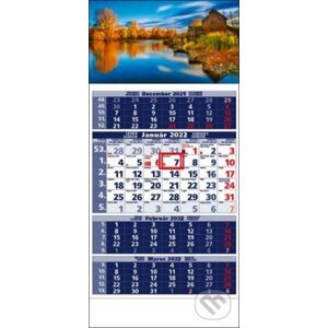 Štandard 4-mesačný modrý nástenný kalendár 2022 - jesenné jazero - Spektrum grafik