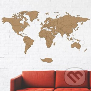 Luxusná drevená mapa sveta – hnedá 156x90cm - Giftio