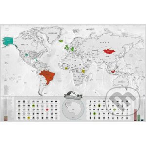Stieracia mapa sveta Deluxe XL – blanc (strieborná) - Giftio