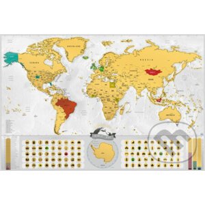 Stieracia mapa sveta Deluxe XL – blanc (zlatá) - Giftio