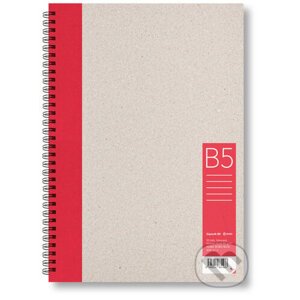Kroužkový zápisník B5, linka, červený, 50 listů - BOBO BLOK