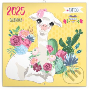 Nástenný poznámkový kalendár Šťastné lamy 2025 - Notique