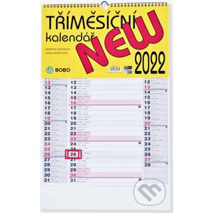 Tříměsíční New 2022 - nástěnný kalendář - BOBO BLOK