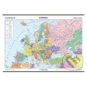Evropa - školní fyzická nástěnná mapa, 136x96 cm/1:5 mil. - Kartografie Praha