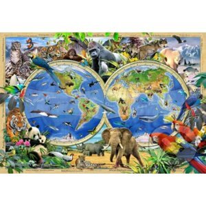 Mapa Království zvířat 2v1, dřevěné - WOODENCITY