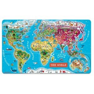 Mapa sveta – Drevené magnetické puzzle - Janod