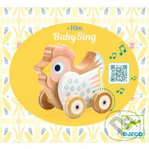BabySing: drevená sliepočka na tlačenie s melódiou - Djeco