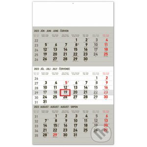 Nástenný kalendár 3-mesačný štandard šedý – so slovenskými menami 2023 - Presco Group