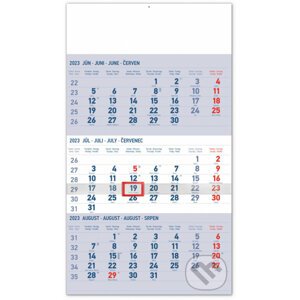 Nástenný kalendár 3-mesačný štandard modrý – so slovenskými menami 2023 - Presco Group