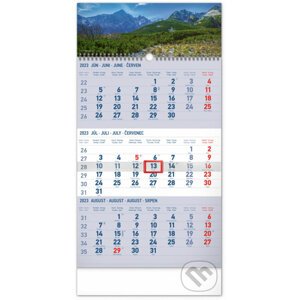 Nástenný kalendár 3-mesačný Tatry modrý – so slovenskými menami 2023 - Presco Group