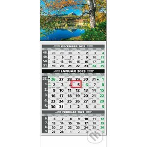 Štandard 3-mesačný Eco nástenný kalendár 2023 - jazero - Spektrum grafik