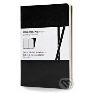 Moleskine - sada 2 malých linajkovaných zápisníkov Volant (mäkká väzba) - čierny - Moleskine
