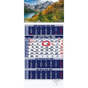 Štandard 4-mesačný modrý nástenný kalendár 2023 - skalnaté hory - Spektrum grafik