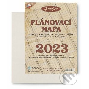 Plánovací roční mapa retro skládaná 2023 - nástěnný kalendář - BOBO BLOK