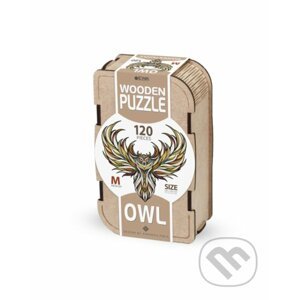 Drevenné puzzle – sova veľkosť M drevený box - ECO WOOD ART