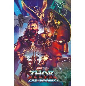 Plagát Marvel - Thor: Logo And Thunder - Thor Ragnarok