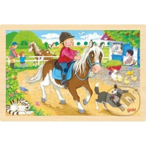 Dřevěné puzzle Farma s poníky - Goki