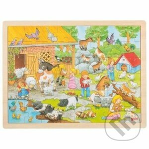 Dřevěné puzzle Dětská Zoo - Goki