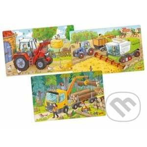Dřevěné puzzle Zemědělské stroje - Goki