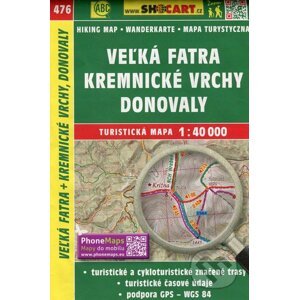 Veľká Fatra, Kremnické vrchy, Donovaly 1:40 000 - turistická mapa č. 476 - SHOCart