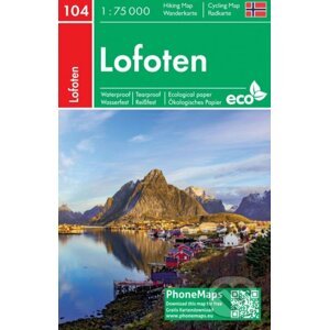 PhoneMaps 104 Lofoten 1:75 000 / Turistická mapa - freytag&berndt
