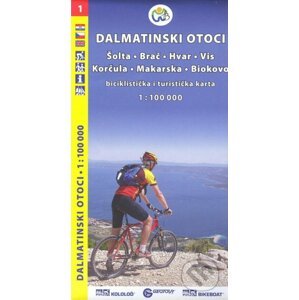 Dalmátské pobřeží sever (Šolta, Brač, Hvar, Vis, Korčula, Makarska, Biokovo) /cykloturistická mapa 1:100 000 - freytag&berndt