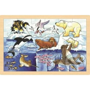 Dřevěné puzzle Arktická zvířata - Goki