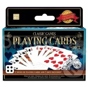 Klasické hry: 2 balíčky hracích karet a 5 kostek - Merch