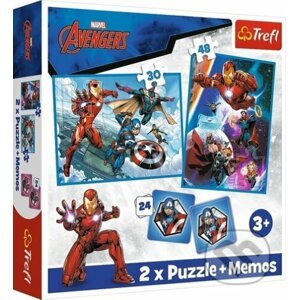 Sada 3v1 Avengers Hrdinové v akci (2x puzzle + pexeso) - Trefl