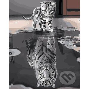 Kotě a tygr 40 x 50 cm (s rámem) - Figured Art