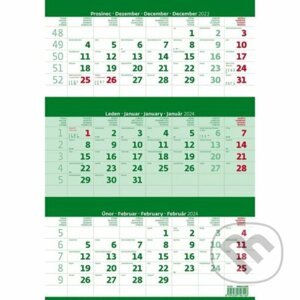Kalendář nástěnný 2024 - Tříměsíční zelený - Helma365
