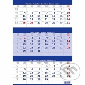 Kalendář nástěnný 2024 - Tříměsíční modrý - Helma365