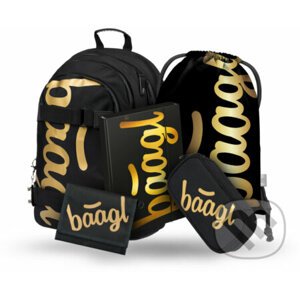 BAAGL SET 5 Skate Gold: batoh, penál, sáček, desky, peněženka - Presco Group