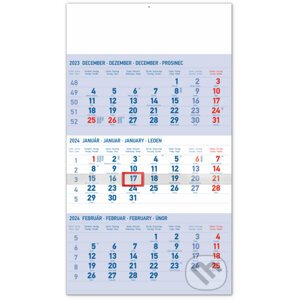 Nástenný kalendár 3-mesačný štandard modrý – so slovenskými menami 2024, 29,5 × 43 cm - Notique