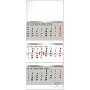 Nástenný kalendár 3-mesačný štandard skladací CZ 2024, 29,5 × 69,5 cm - Notique