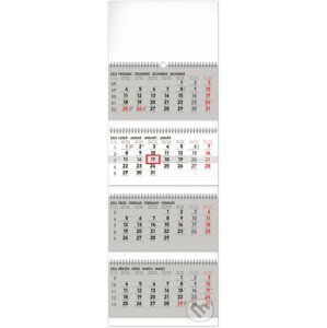 Nástenný kalendár 4-mesačný štandard skladací CZ 2024, 29,5 × 84,5 cm - Notique