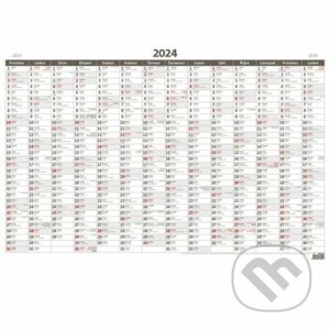 Kalendář nástěnný 2024 - Plánovací roční mapa A1 bezobrázková - Helma365