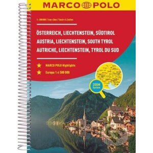 Rakousko, Lichtenštejnsko, Jižní Tyrolsko / autoatlas (spirála) 1:200 000 - Marco Polo