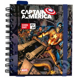 Plánovací denný školský diár 2023/2024 Marvel: Captain America so samolepkami, záložkami a obálkou - Captain America