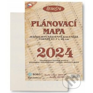 Plánovací roční mapa retro skládaná 2024 - nástěnný kalendář - BOBO BLOK