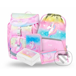 BAAGL SET 5 Airy Rainbow unicorn: batoh, peračník, vrecko, peňaženka, box na desiatu - Presco Group