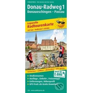 Dunajská cyklostezka 1, Donaueschingen-Passau 1:50 000 / cyklistická mapa - freytag&berndt