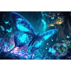 Dřevěné puzzle Fluorescentní motýl A3 svítící ve tmě - EPEE