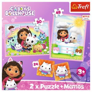 Trefl Puzzle 2v1 + pexeso - Gabby so svojou mačičkou - Trefl